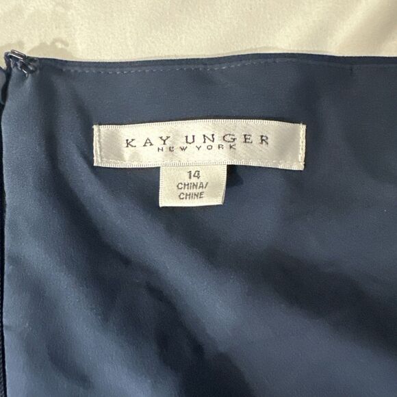 NWD $318 Kay Unger [‎ 14 ] Midnight Isolde Column Ruffle Gown BELT MISSIN #Q962 - Picture 6 of 16